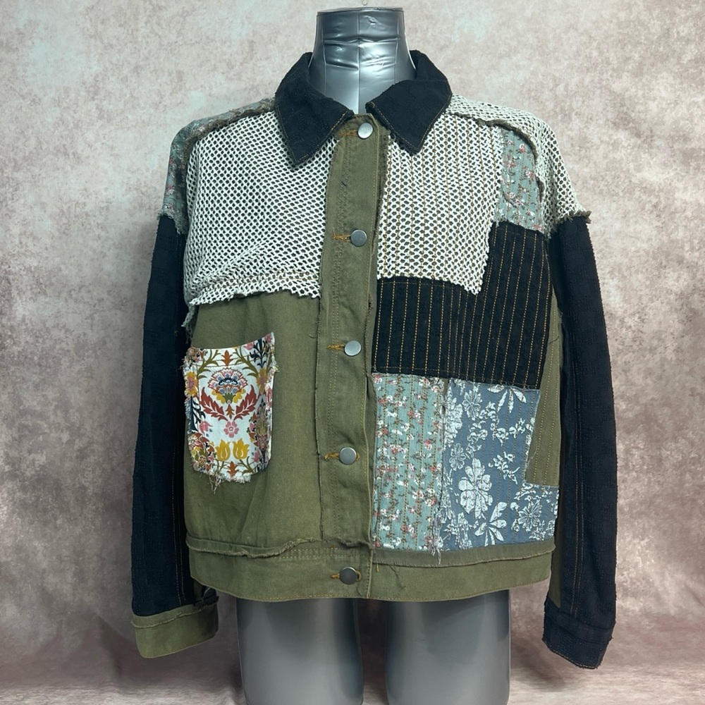 POL Multicolor Patchwork Jean Jacket - image 1